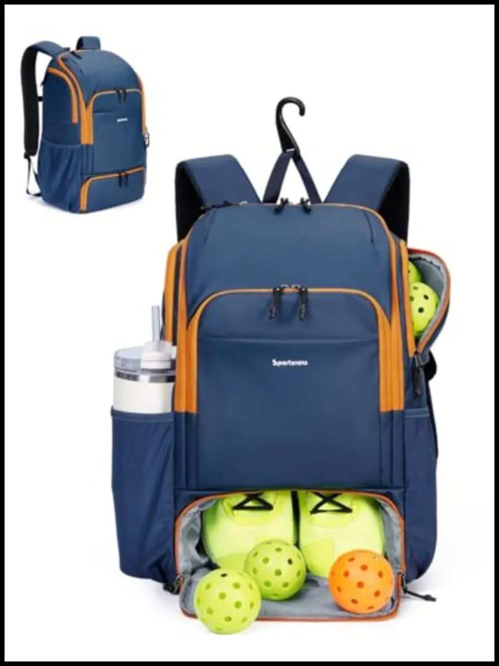 Waterproof Pickleball Backpack with Shoe Compartment & Fence Hook, 30L